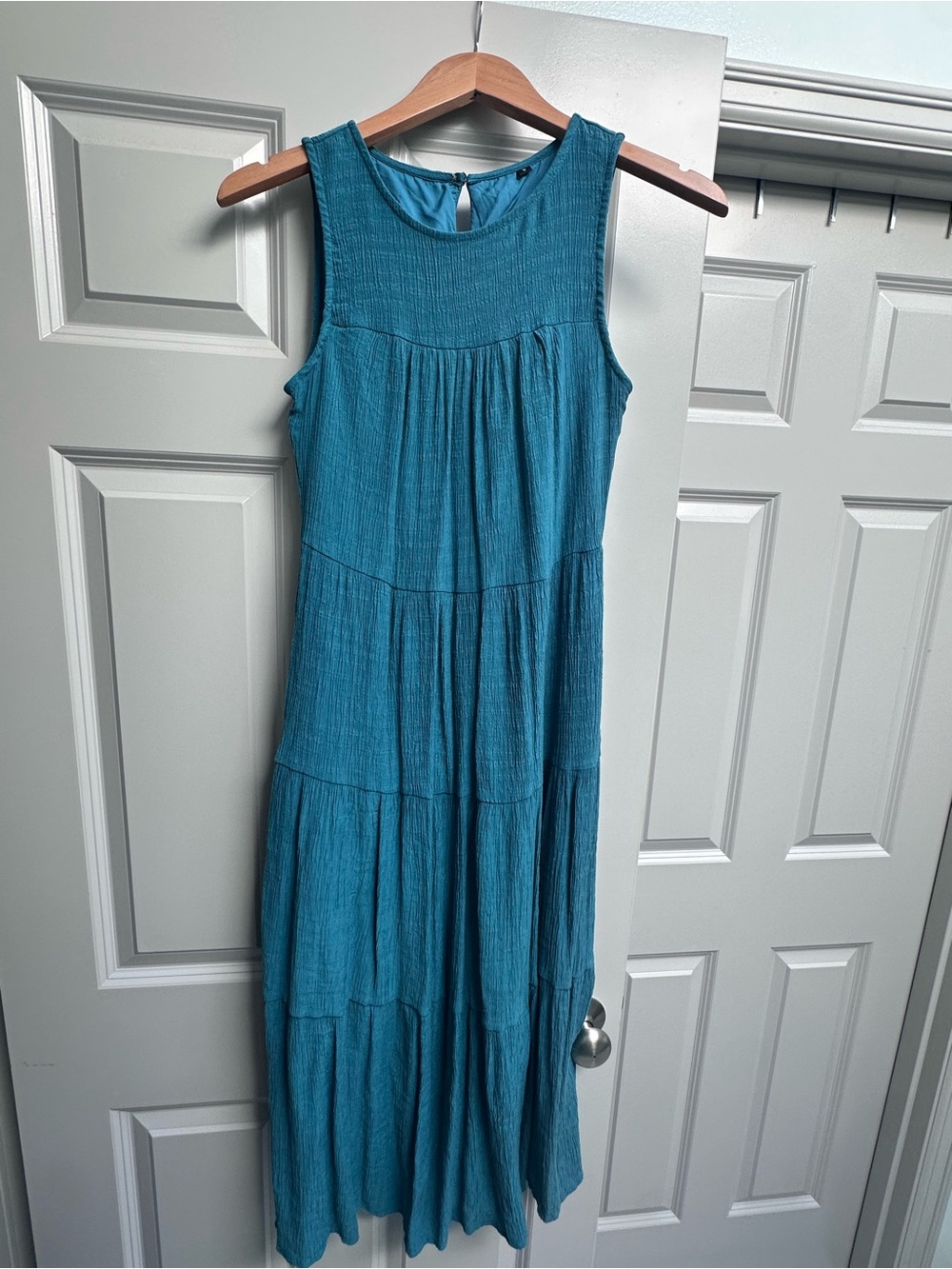 Teal Tiered Sleeveless Maxi Dress